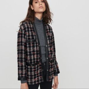 MAJE TWEED STYLE CONTRAST JACKET